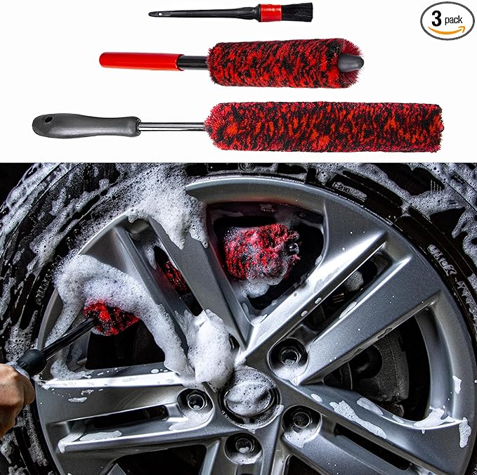 bzczh Metal Free Soft Wheel Cleaner Brush, Synthetic Wool Car Cleaning Brush, Highly Water