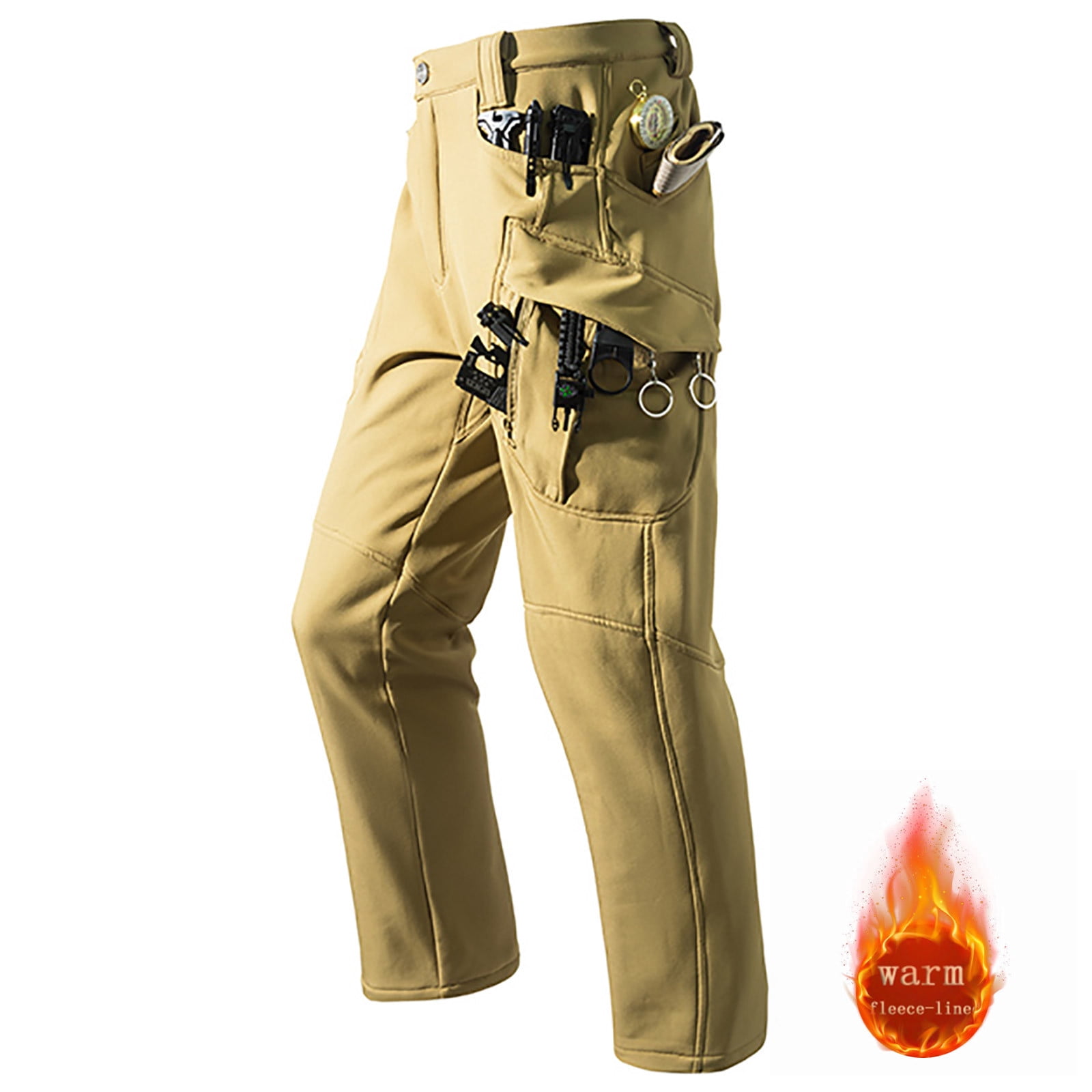bzkewj Men's Tactical Pants Fleece Lined Thermal Cargo Pants Ripstop ...