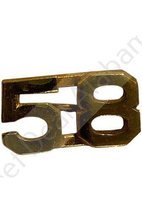 c.1910s Numeric "58", Brass Military C-Clasp Hat / Lapel / Collar Pin 3/8"H