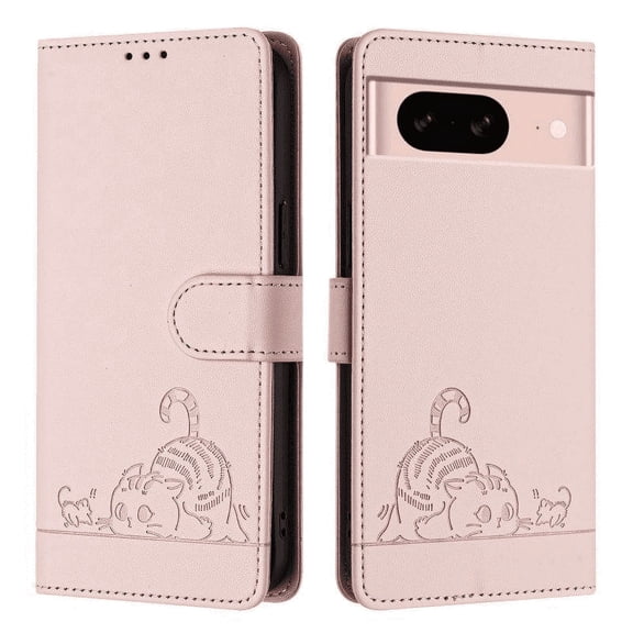 c Cartoon Flip Leather Phone Case For Google Pixel 9 Pro XL 9Pro Pet Cat Print Card Shockproof Phone Cover For Google Pixel 8A 8 pro 8 7A 7Pro 7 / 6A 6 Pro 6 Etc.