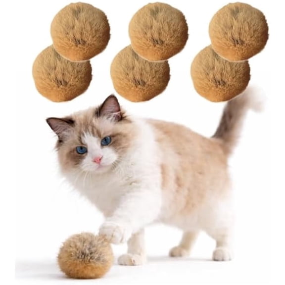 c Cat Toy Balls, Ultra-Soft Fluffy Furry Pom Poms, Washable Quiet Kitten Toys for Chasing, Batting and Catching, Safe Interactive Pet Toys for All Cats