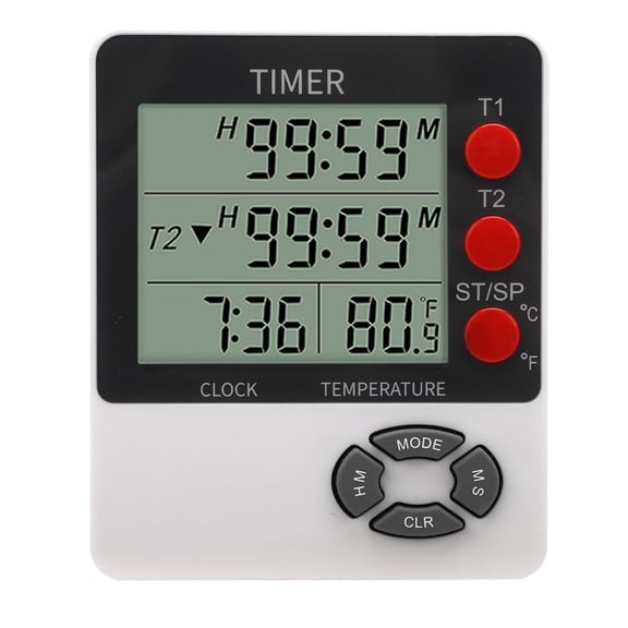 c Digital Kitchen Timer with Large LED Display, Dual Countdown/Countup, Indoor Temperature Sensor, Magnetic Mount, 99h Timer