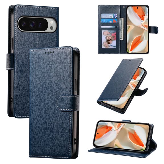 c For Google Pixel 9 5G /Pixel 9 Pro XL Magnetic Closure PU Leather Folio Flip Phone Cover