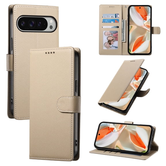 c For Google Pixel 9 5G /Pixel 9 Pro XL Magnetic Closure PU Leather Folio Flip Phone Cover