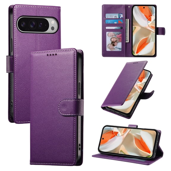 c For Google Pixel 9 5G /Pixel 9 Pro XL Magnetic Closure PU Leather Folio Flip Phone Cover