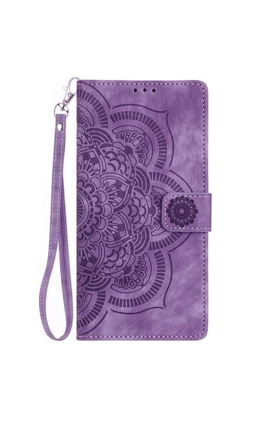 c For Moto G34/ G45 5G Wallet Case,PU Leather Embossed Sunflowers Flip Wallet Card Slots Shockproof Wrist Strap Lanyard Case