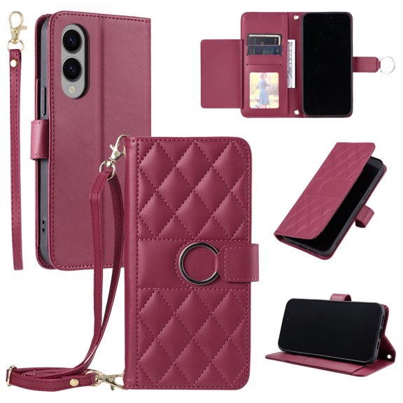 c For Samsung S23 FE Phone Case shoulder strap Wallet Case with Card Holder Magnetic Wallet Case