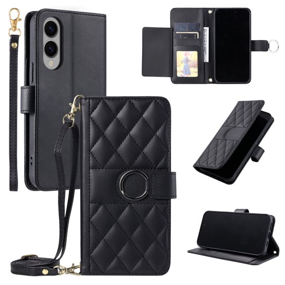 c For Samsung S23 FE Phone Case shoulder strap Wallet Case with Card Holder Magnetic Wallet Case
