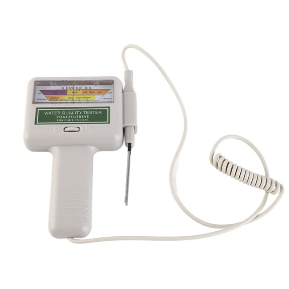 c Swimming Pool Water Quality Tester 2 in 1 PH CL2 Detector with Display Screen for Spa White