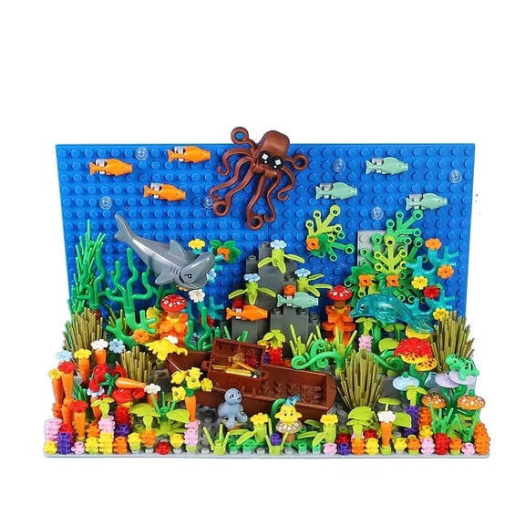 c Undersea World Building Block Set, ABS Plastic Marine Life Construction Model, Creative Decorative Display Gift400+pcs