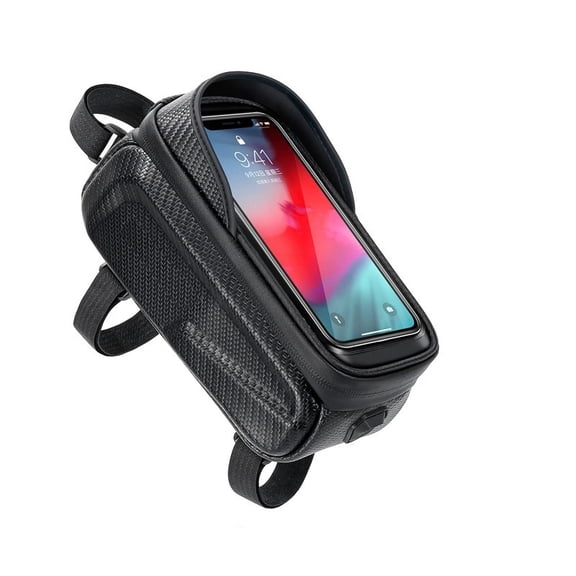 c Waterproof Bicycle Handlebar Phone Holder and Storage Bag EVA 3D Molded Bicycle Phone Case with Touch Screen Window, Non-Slip Carabiner Strap, Compatible with 6.8 Inch Phones