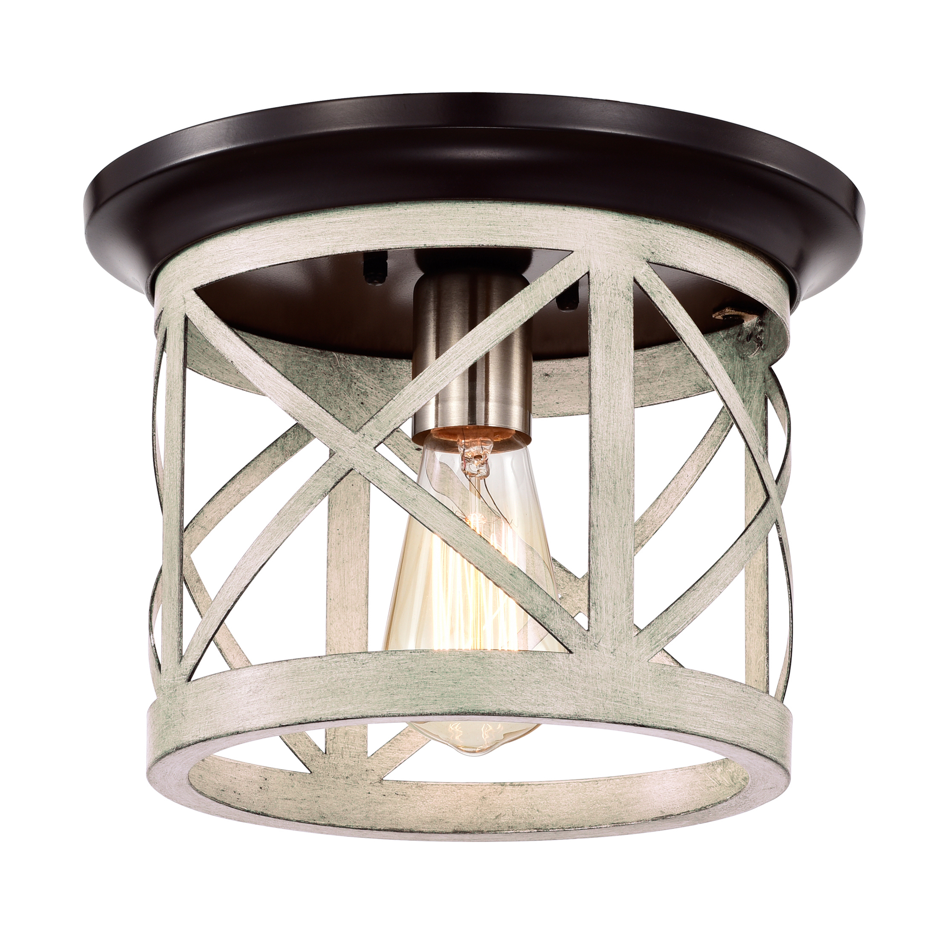 Bronze and Briarwood Farmhouse Drum Flush Mount Ceiling Light