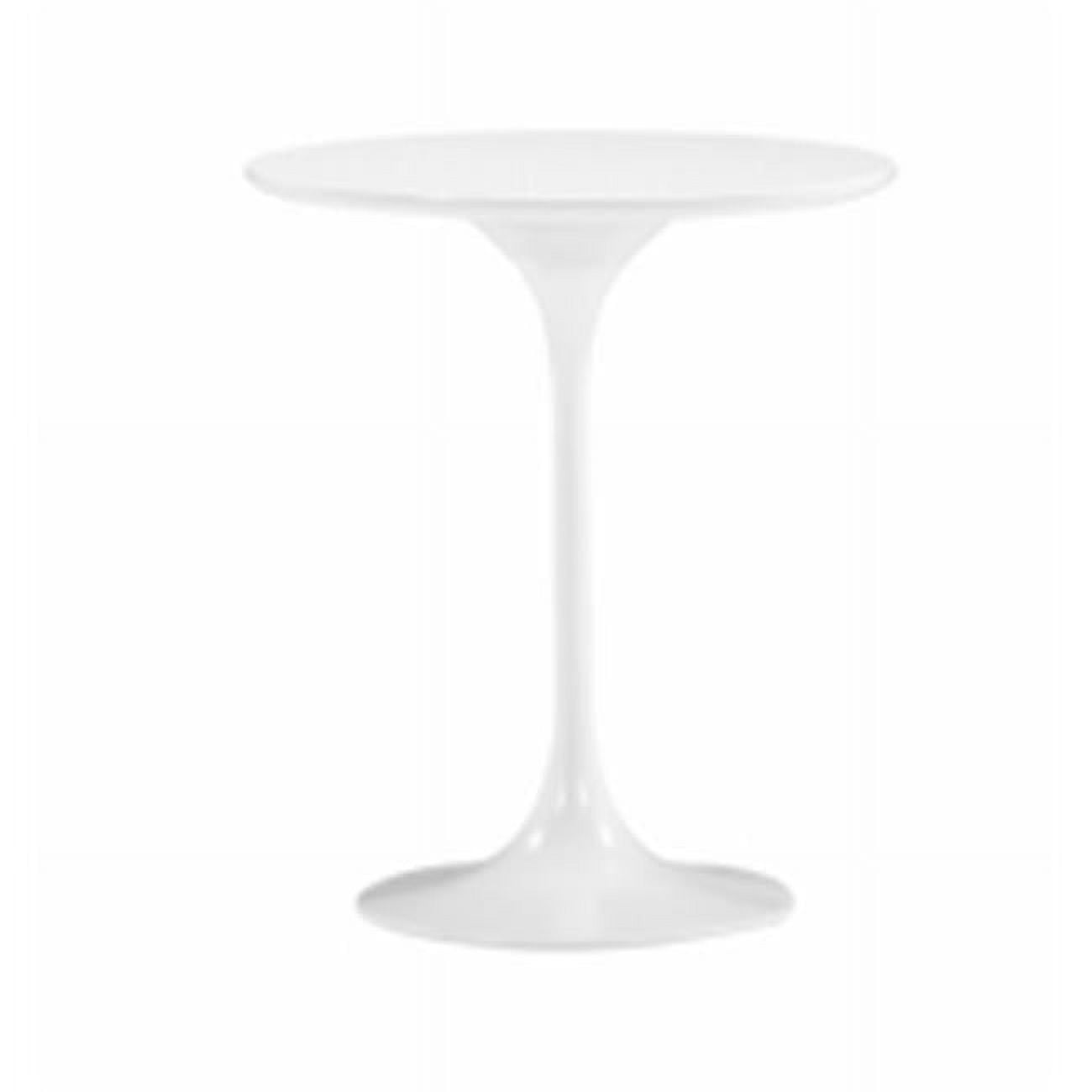 Aria White Round Wood and Metal Contemporary Side Table