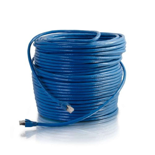 c2g 43124 cat6 cable - snagless solid shielded ethernet network patch cable, blue (300 feet, 91.44 meters)