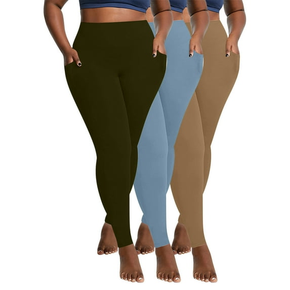 cFmduc 3 Pack Fleece Lined Leggings for Women Plus Size Tummy Control Leggings High Waisted Athletic Yoga Pants Winter Thermal Leggings with Pockets