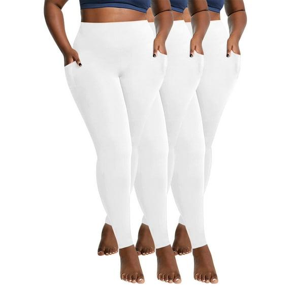 cFmduc 3 Pack Fleece Lined Leggings for Women Plus Size Tummy Control Leggings High Waisted Athletic Yoga Pants Winter Thermal Leggings with Pockets