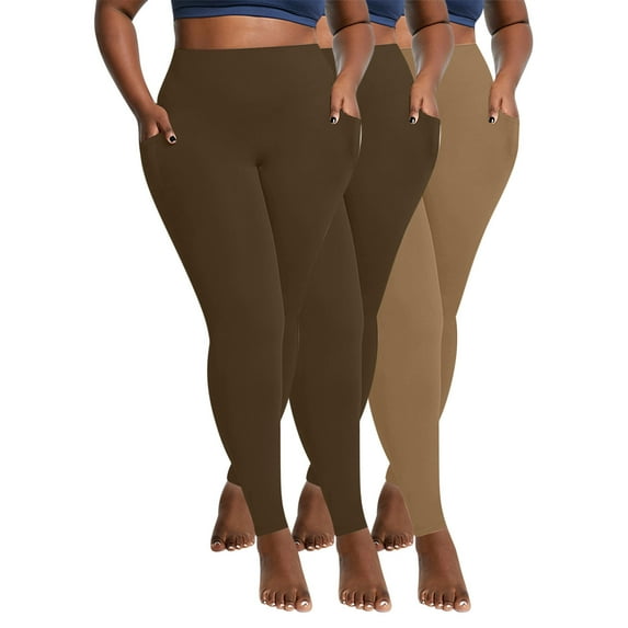 cFmduc 3 Pack Fleece Lined Leggings for Women Plus Size Tummy Control Leggings High Waisted Athletic Yoga Pants Winter Thermal Leggings with Pockets