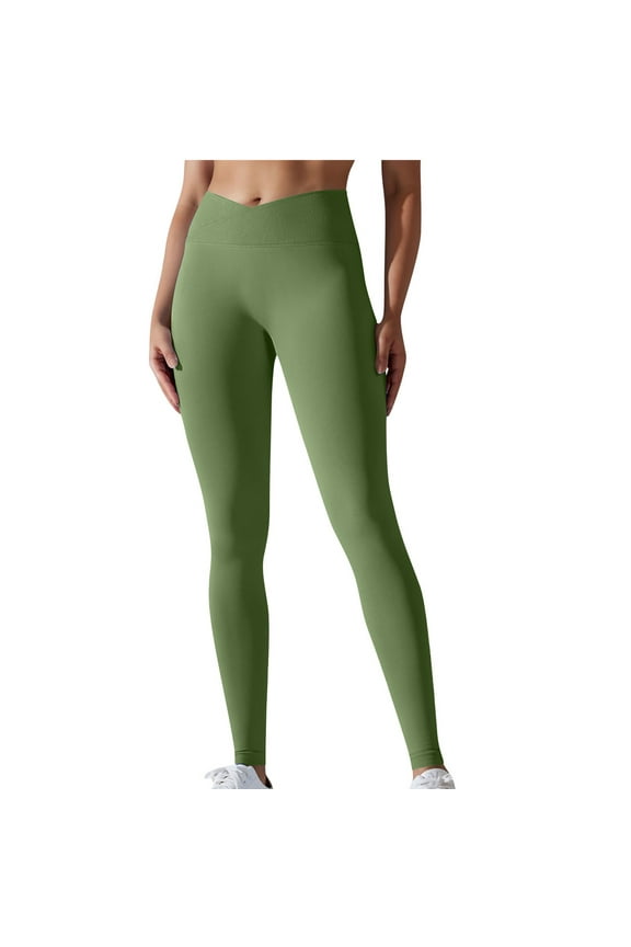Cross Waist Butt Lifting Workout Leggings for Women Hidden Scrunch Yoga Pants Crossover Tummy Control Leggings