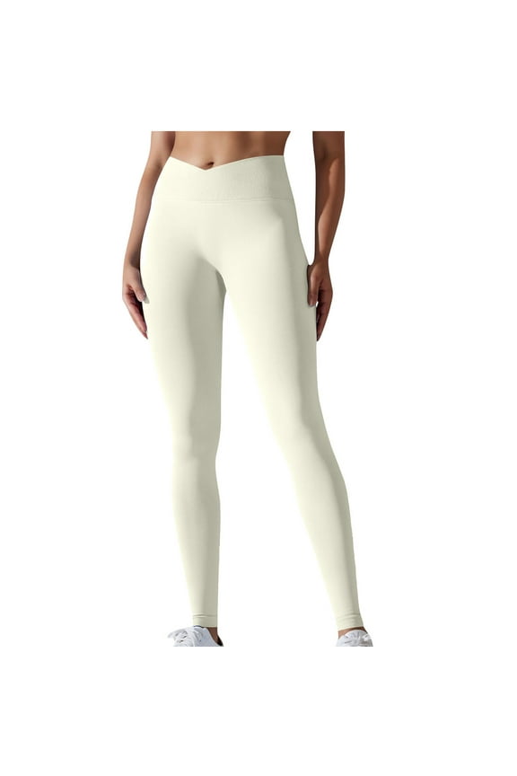 Cross Waist Butt Lifting Workout Leggings for Women Hidden Scrunch Yoga Pants Crossover Tummy Control Leggings