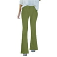 thumbnail image 1 of cFmduc Pants for Women Comfy Trendy Casual Elastic High Waisted Flare Work Solid Color Trousers with Pockets, 1 of 6
