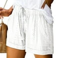thumbnail image 1 of cFmduc Shorts for Women Eyelet Embroidery Drawstring Elastic Waist Shorts with Pockets Casual Loose Fit Lounge Beach Summer Shorts, 1 of 6