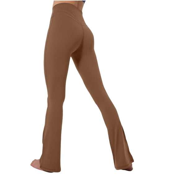 cFmduc Women's Flare Yoga Pants High Waist Tummy Control Casual Bootcut Leggings Butt Lifting Workout Gym Yoga Pants with Side Pockets