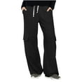 thumbnail image 1 of cFmduc Womens Cargo Sweatpants Drawstring Elastic High Waisted Wide Leg Pants Casual Loose Baggy Pants Athletic Joggers Lounge Sweat Pants, 1 of 8