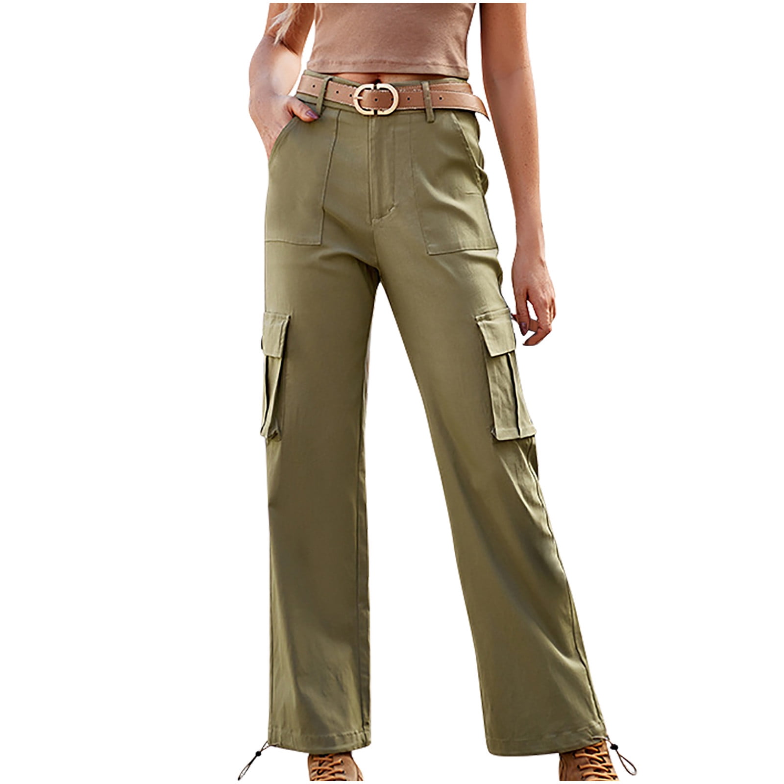cFmduc Womens High Waisted Wide Leg Cargo Pants Baggy Dress Pants — free download