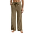 thumbnail image 1 of cFmduc Womens Wide Leg Yoga Sweatpants Drawstring Elastic High Waisted Lounge Pajamas Pants Comfy Workout Loose Pants with Pockets, 1 of 7