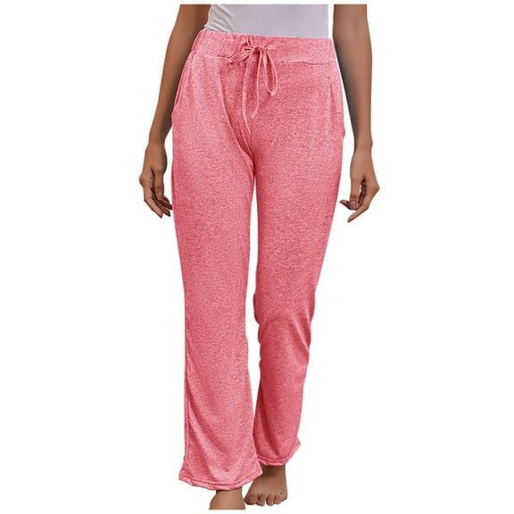 cFmduc Womens Yoga Pants Drawstring Elastic High Waisted Baggy Pants Casual Wide Leg Sweatpants Lounge Trousers Pant