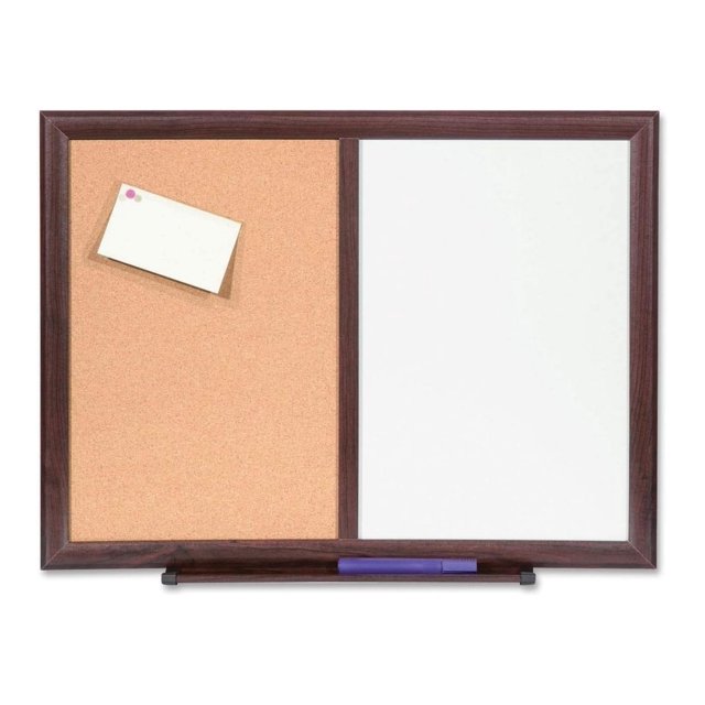 cMinc Bulletin Board Combo, DryErase/Cork, 24"x18", Mahogany Frame