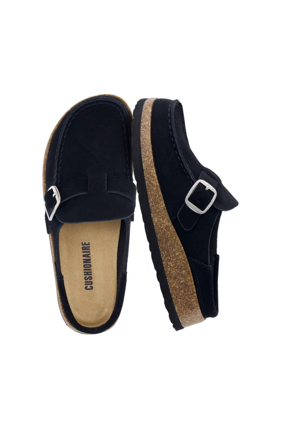 Hobby Genuine Leather Cork Footbed Clogs for Women - Suede Casual Shoes with Cushioned Comfort, Arch Support, Buckle Strap | Slip-On Mules