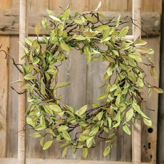 cWI gifts Leaves Twig Wreath Rings - 24 inch - Wreath Decor for Front Door and candle Decorating - Sage LeavesTwigs