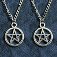 thumbnail image 1 of cYkl 2Pcs Fashion Unisex Star Circle Pentagram Pendant Necklace Couple Xmas Gift, 1 of 6