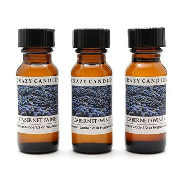 cabernet 3 bottles 1/2 fl oz each (15ml) premium grade scented fragrance oil by crazy candles. (wild grapes, strawberries and sweet sugary wine)