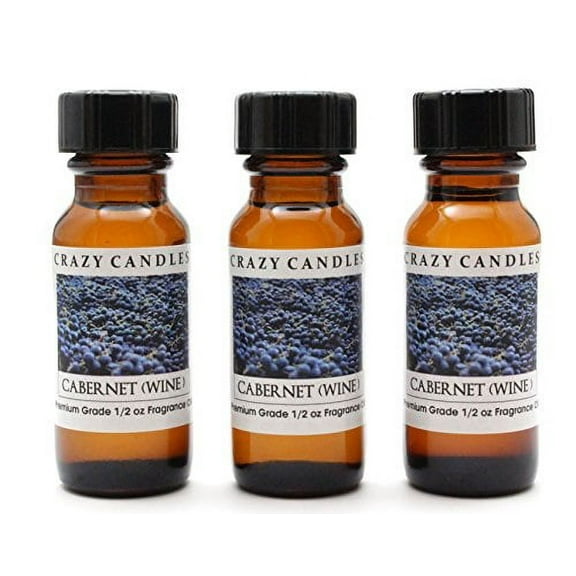 cabernet 3 bottles 1/2 fl oz each (15ml) premium grade scented fragrance oil by crazy candles. (wild grapes, strawberries and sweet sugary wine)
