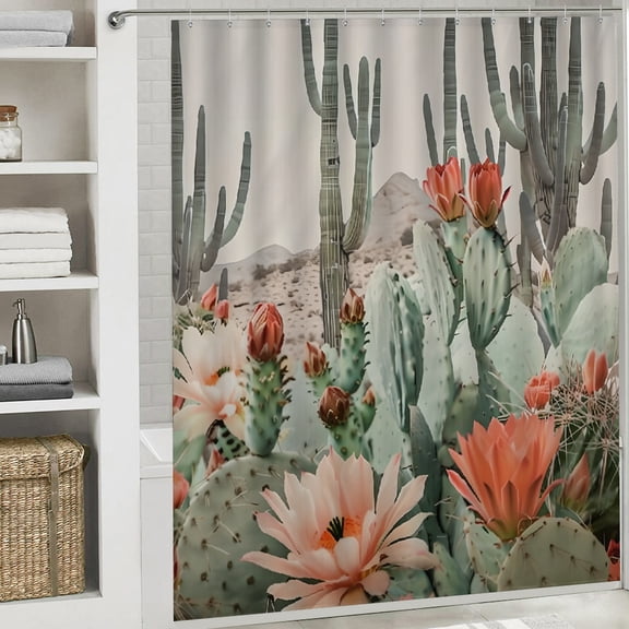 cactus flowers desert beautiful pattern printed shower curtain Bathroom shower curtain Home Sweet Home Waterproof Fabric Shower Curtain Bathtub Decor with Hooks