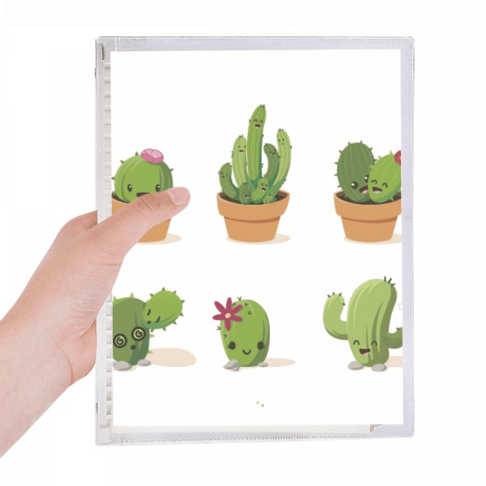 cactus succulents potted illustration notebook loose diary refillable journal statiry