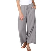 cadancy My Orders Placed Recently By Me Linen Pants Women Petite Drawstring Palazzo Pants Long Trousers with Pockets Womens Work Pants Women Trouser Pants High Waisted Mothers Day Gifts for Wife