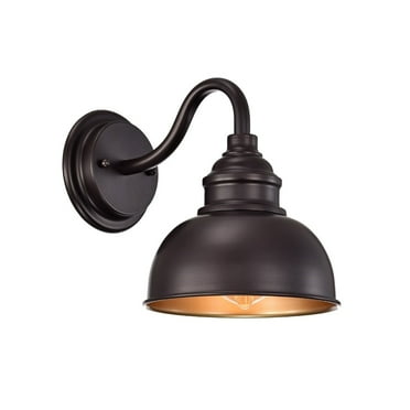 cadeninc 1-Light Brown Round Plug-in Outdoor Wall Lantern Sconce Porch Light Brown Brown