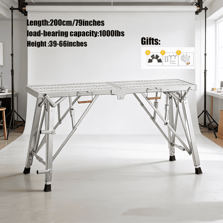 caffolding Platform Adjustable Height, Folding Work Platform, Metal Portable Scaffolding Ladder,800Lbs/1000Lbs Capacity for Drywall,