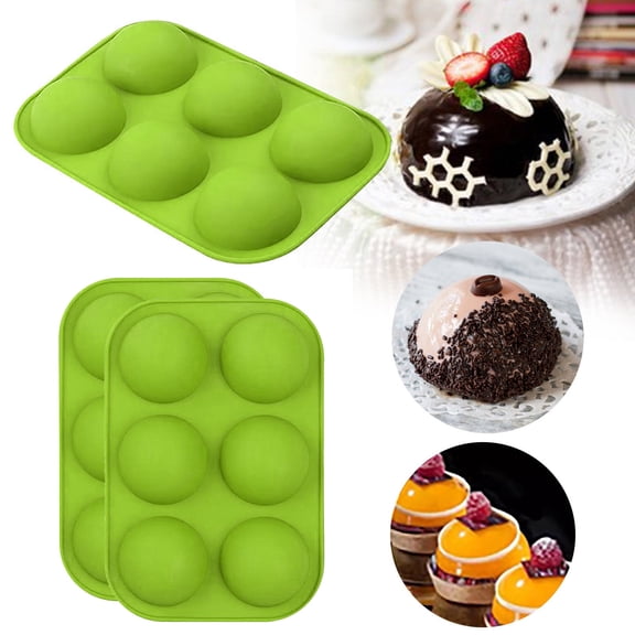 cake mold Medium Semi Sphere Silicone , for Making Chocolate, Cake, Jelly, Green 2PCS