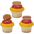 thumbnail image 1 of cake topper pick  CakeDrake Grilling Food Cake Picks BBQ Theme 12ct Assorted Hotdog Hamburger, 1 of 5