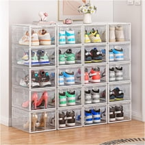 VerPetridure Foldable Shoe Boxes Clear Plastic Stackable Shoe Storage ...