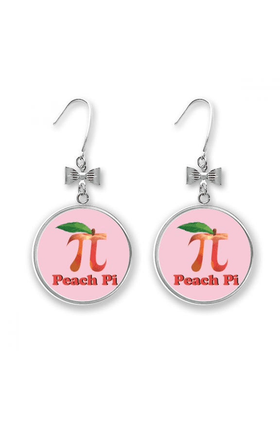 calculating mathematical pi peach bow earrings drop stud pierced hook