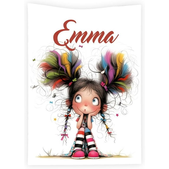 callie Personalized Soft Throw Blanket with Name, Custom Multicolor Quirky Cartoon on Cute Blankets, Birthday Gift for Daughter Kids