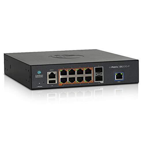 cambium networks cnmatrix ex2010-p, intelligent ethernet poe switch, 8 1g and 2 sfp fiber ports (mx-ex2010pxa-u)