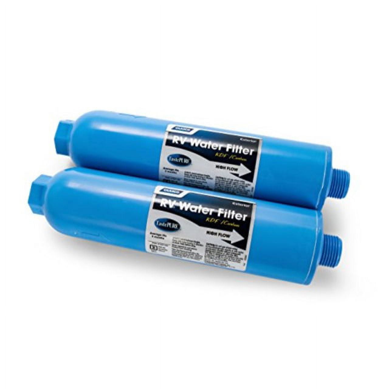camco 40045 tastepure inline rv water filter, greatly reduces bad taste, odors, chlorine and
