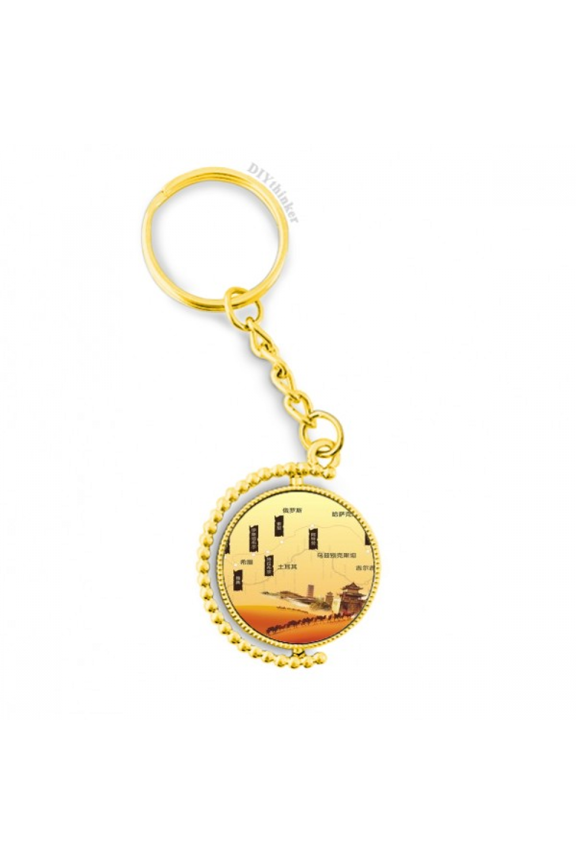 camel desert along the way to the silk road map metal connector key chain  accessory en keyholder