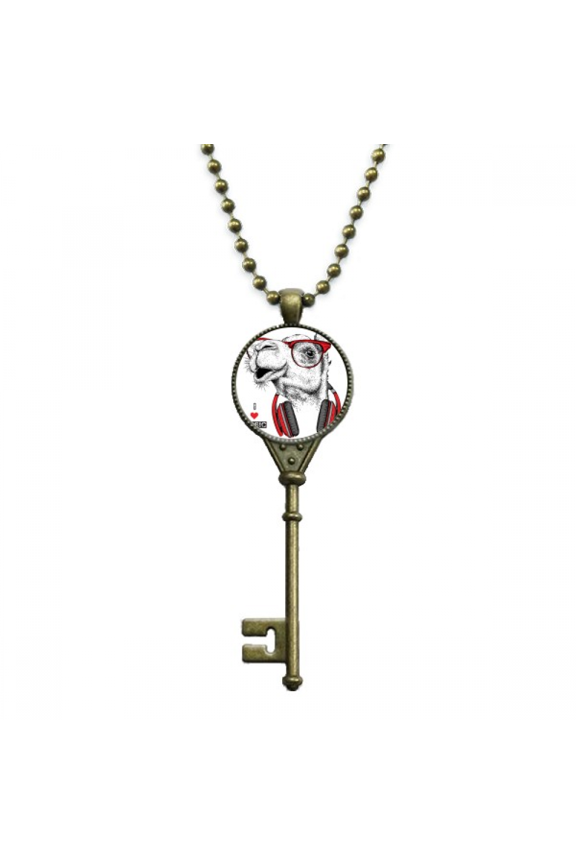 camel headset rock music painting key necklace pendant tray embellished chain